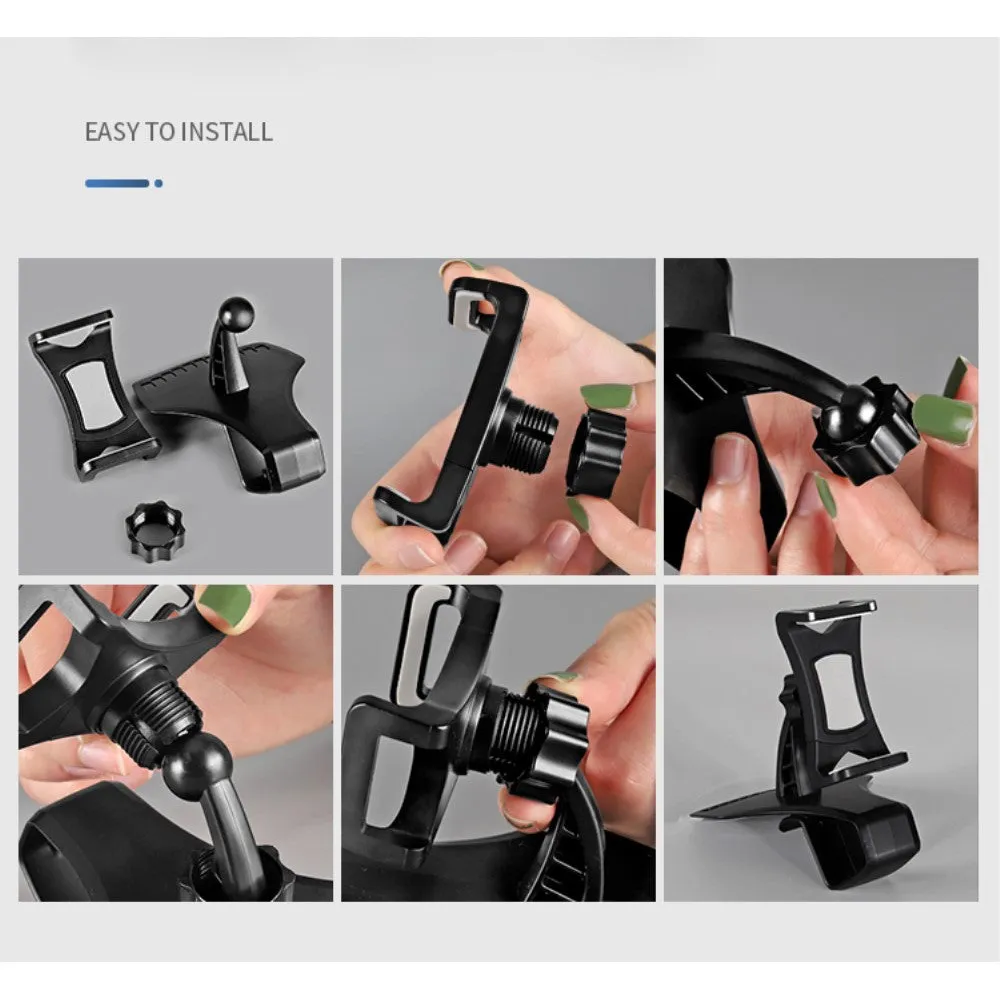 3 in 1 Car GPS Smartphone Holder: Dashboard / Visor Clamp   AC Grid Clip for Allview P5 Lite - Black