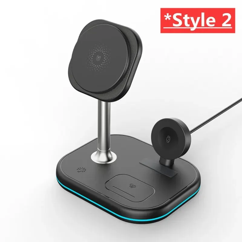3 in 1 Magnetic Wireless Charger Stand Pad 15W Fast Charging Station Dock for iPhone 14 13 12 Pro Max Mini IWatch 8 7 6 Airpods