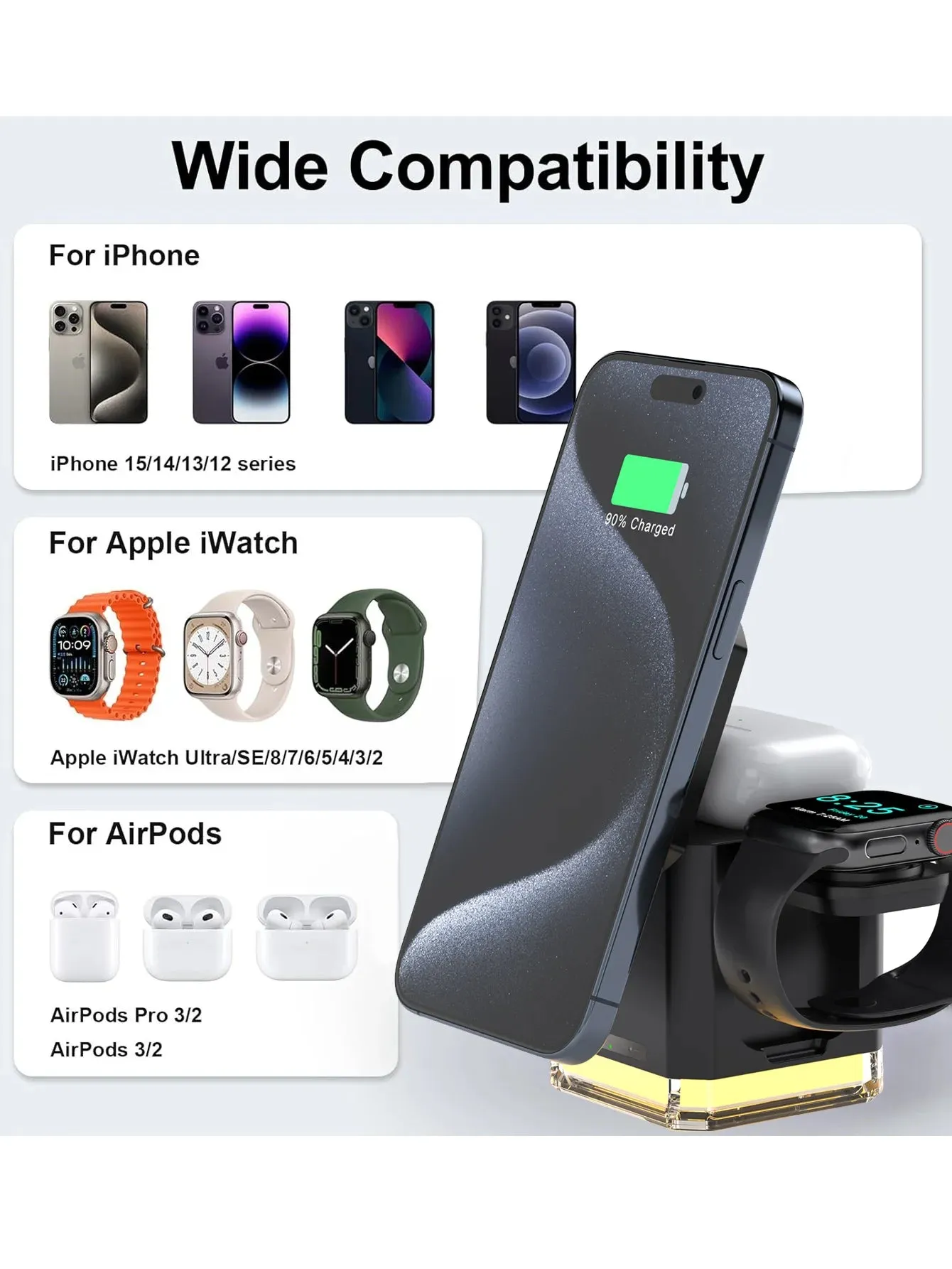 4 in 1 wireless charger|30W 4 in 1 Charging Station Cube Adjustable MagSafe Portable Charger Stand Wireless Charging Station for iPhone Airpods Watch
