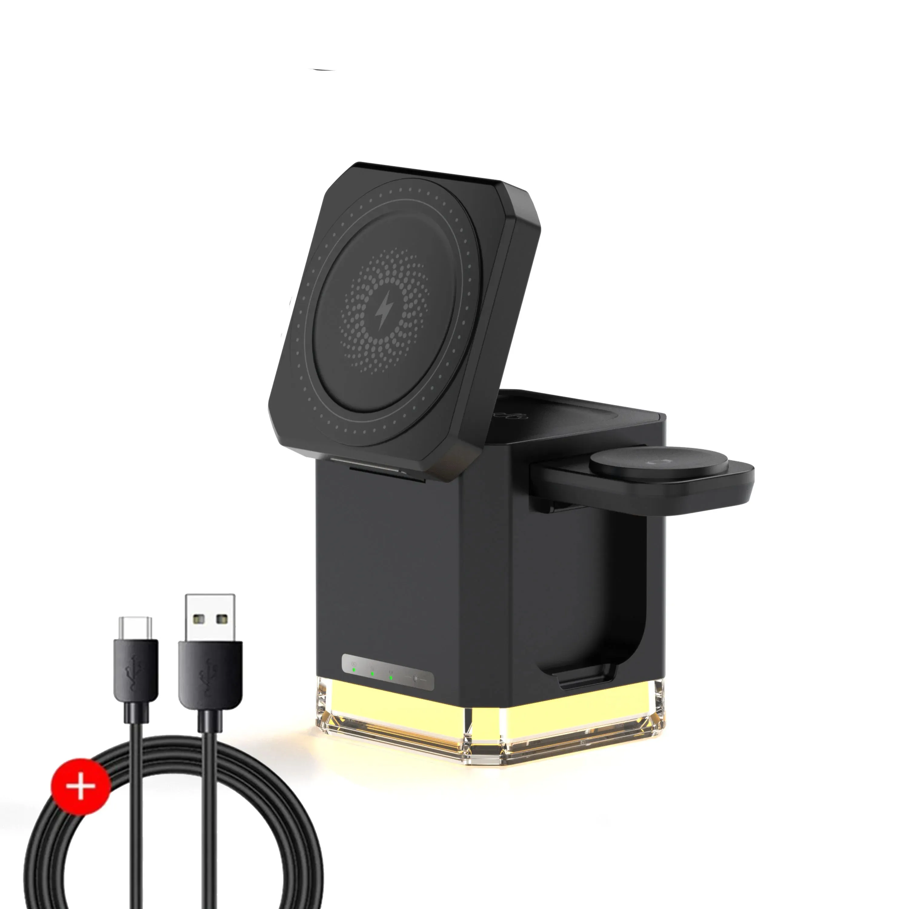 4 in 1 wireless charger|30W 4 in 1 Charging Station Cube Adjustable MagSafe Portable Charger Stand Wireless Charging Station for iPhone Airpods Watch