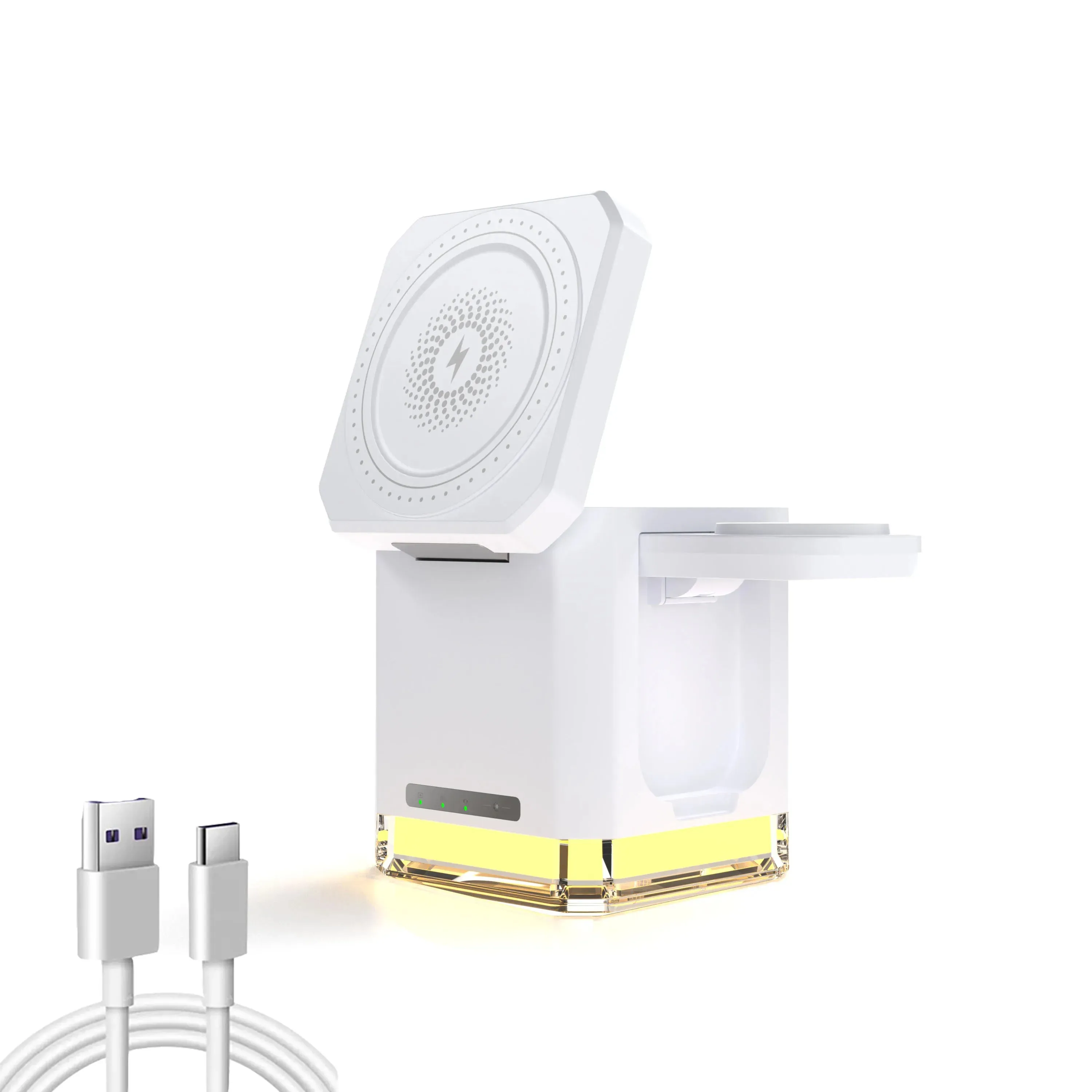 4 in 1 wireless charger|30W 4 in 1 Charging Station Cube Adjustable MagSafe Portable Charger Stand Wireless Charging Station for iPhone Airpods Watch