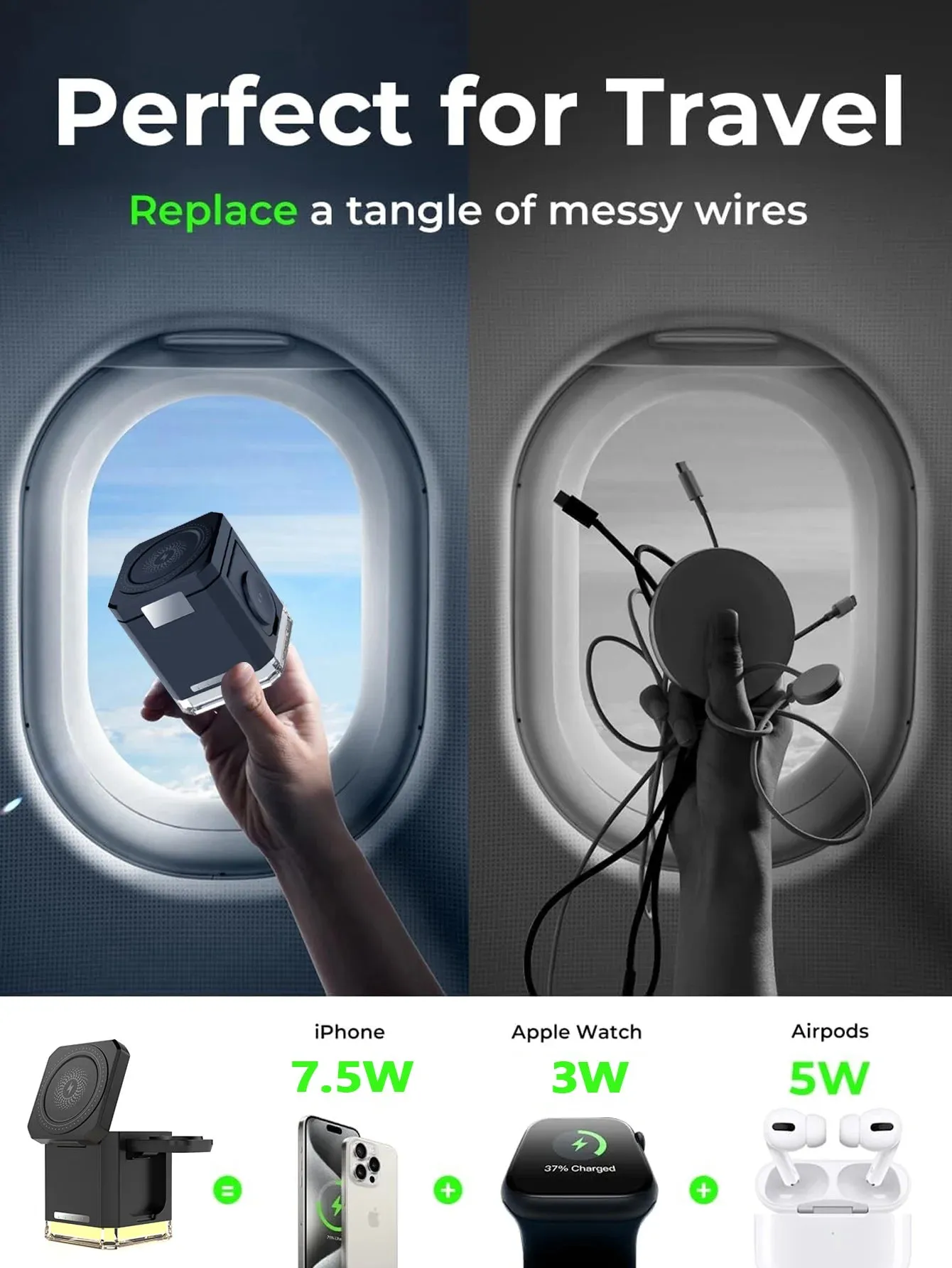 4 in 1 wireless charger|30W 4 in 1 Charging Station Cube Adjustable MagSafe Portable Charger Stand Wireless Charging Station for iPhone Airpods Watch