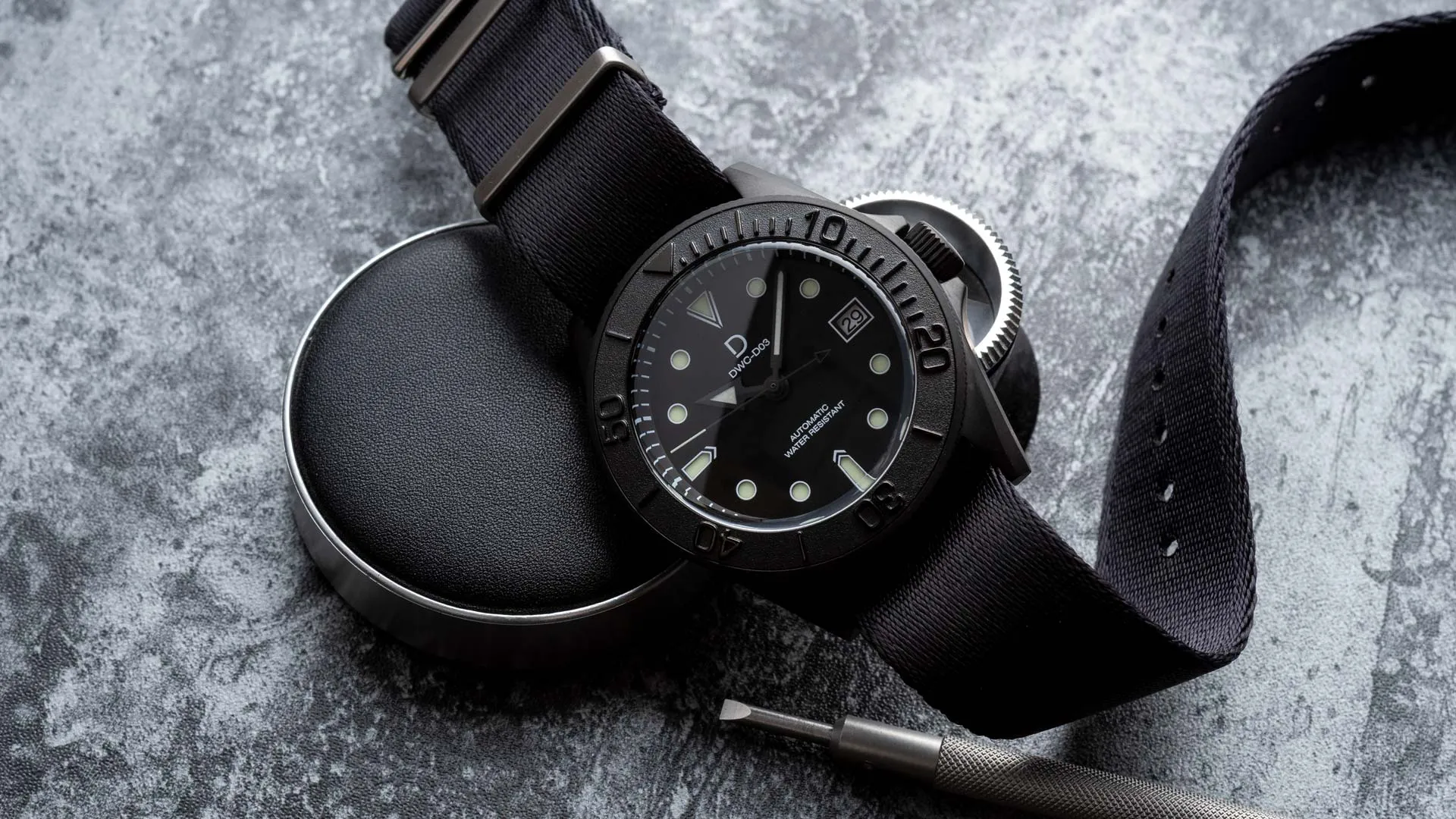 41.5mm Knurled thin profile PVD Black bezel - for DWC divers, Seiko SKX and 5KX/SRPD
