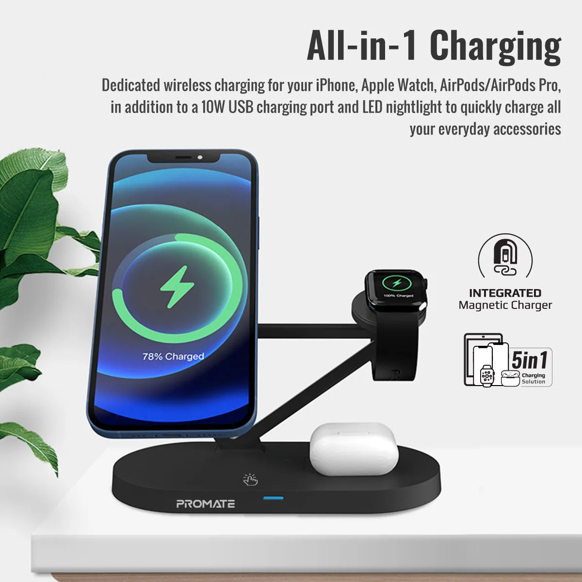 5-in-1 Multi-Device Wireless Charging Station