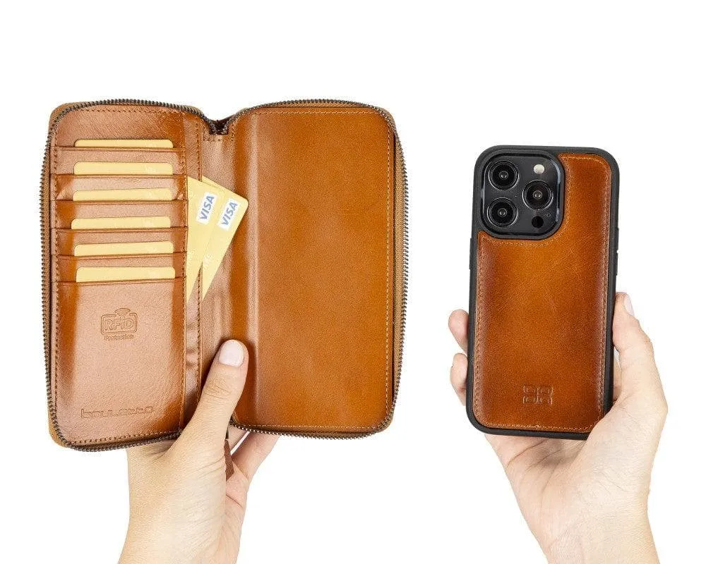 Apple iPhone 14 Series Detachable and Zipper Leather Wallet Case Apple iPhone 14 iPhone 14 Pro iPhone 14 Pro Max iPhone 14 Plus