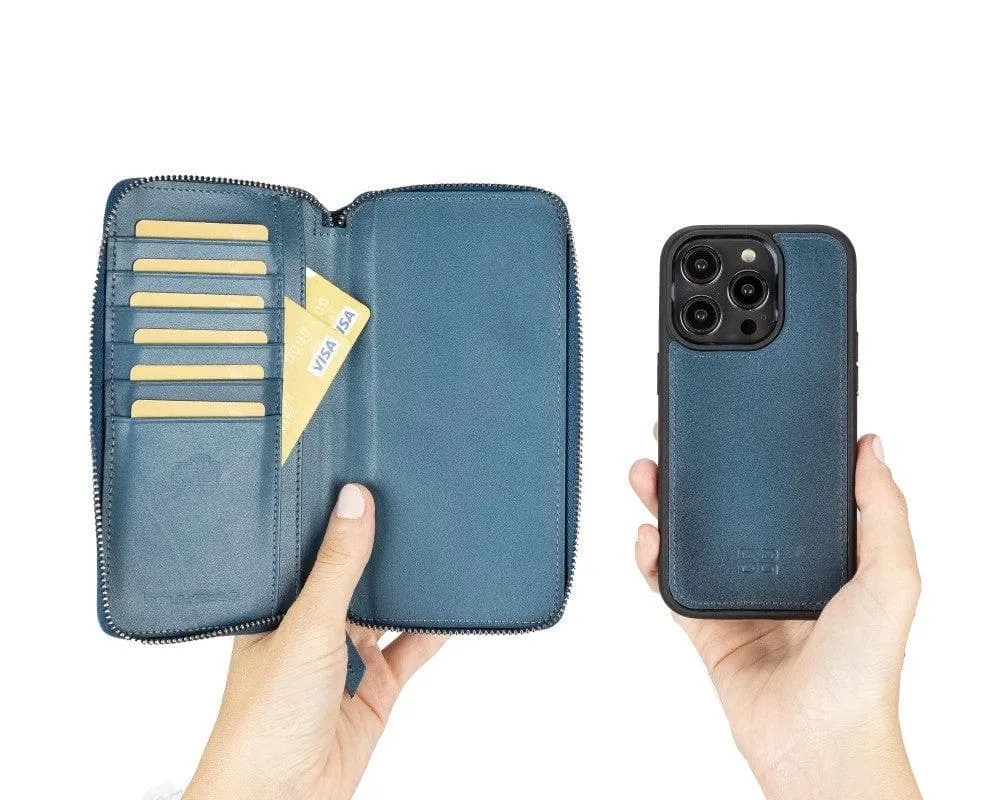 Apple iPhone 14 Series Detachable and Zipper Leather Wallet Case Apple iPhone 14 iPhone 14 Pro iPhone 14 Pro Max iPhone 14 Plus