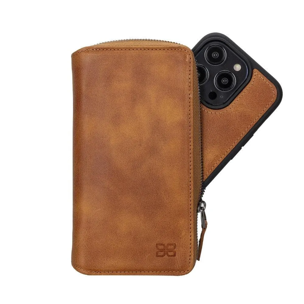 Apple iPhone 14 Series Detachable and Zipper Leather Wallet Case Apple iPhone 14 iPhone 14 Pro iPhone 14 Pro Max iPhone 14 Plus