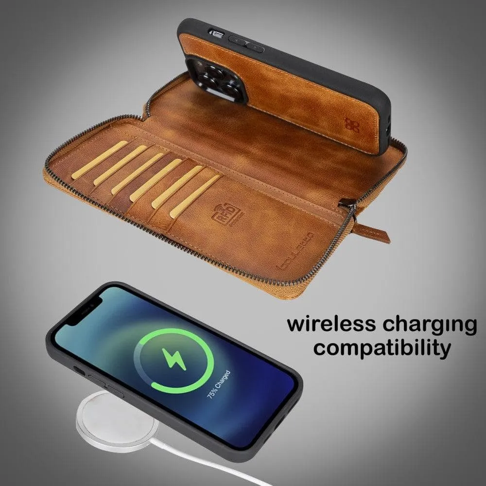 Apple iPhone 14 Series Detachable and Zipper Leather Wallet Case Apple iPhone 14 iPhone 14 Pro iPhone 14 Pro Max iPhone 14 Plus