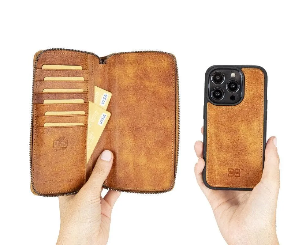 Apple iPhone 14 Series Detachable and Zipper Leather Wallet Case Apple iPhone 14 iPhone 14 Pro iPhone 14 Pro Max iPhone 14 Plus