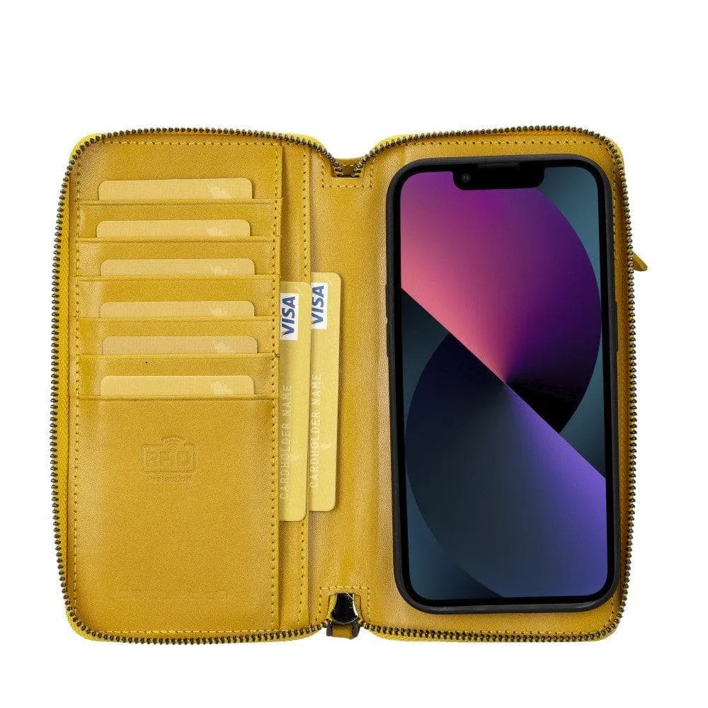 Apple iPhone 14 Series Detachable and Zipper Leather Wallet Case Apple iPhone 14 iPhone 14 Pro iPhone 14 Pro Max iPhone 14 Plus