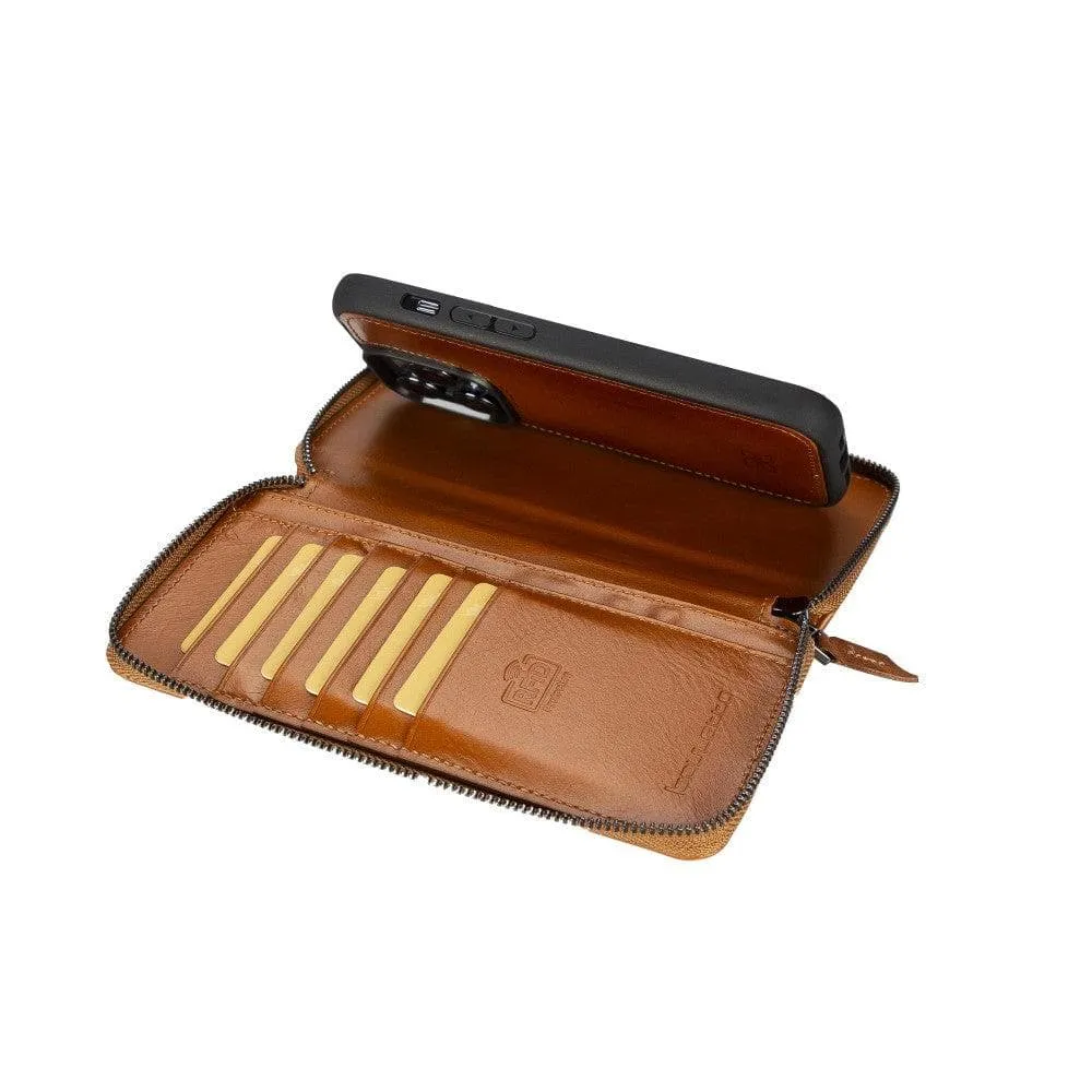 Apple iPhone 14 Series Detachable and Zipper Leather Wallet Case Apple iPhone 14 iPhone 14 Pro iPhone 14 Pro Max iPhone 14 Plus