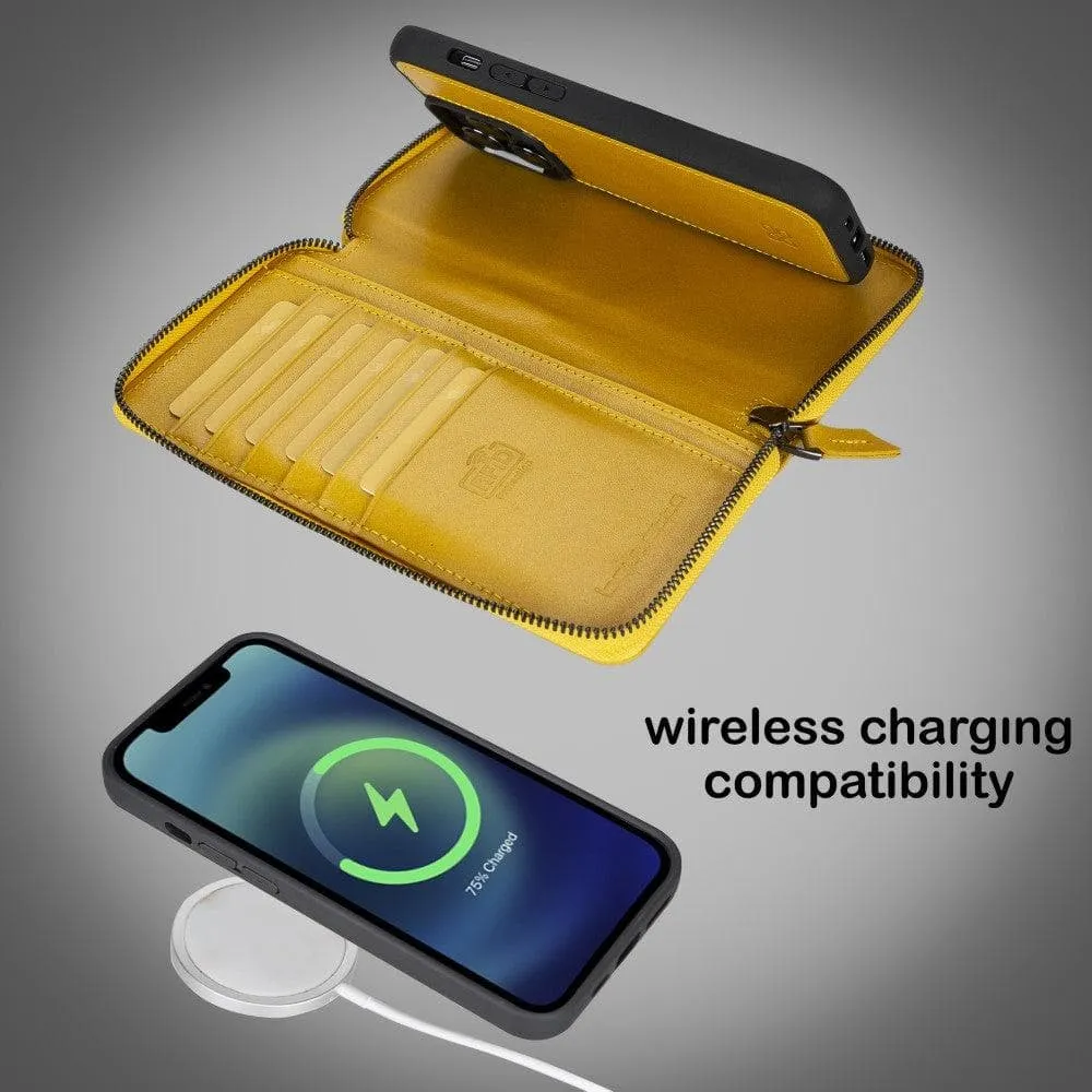 Apple iPhone 14 Series Detachable and Zipper Leather Wallet Case Apple iPhone 14 iPhone 14 Pro iPhone 14 Pro Max iPhone 14 Plus
