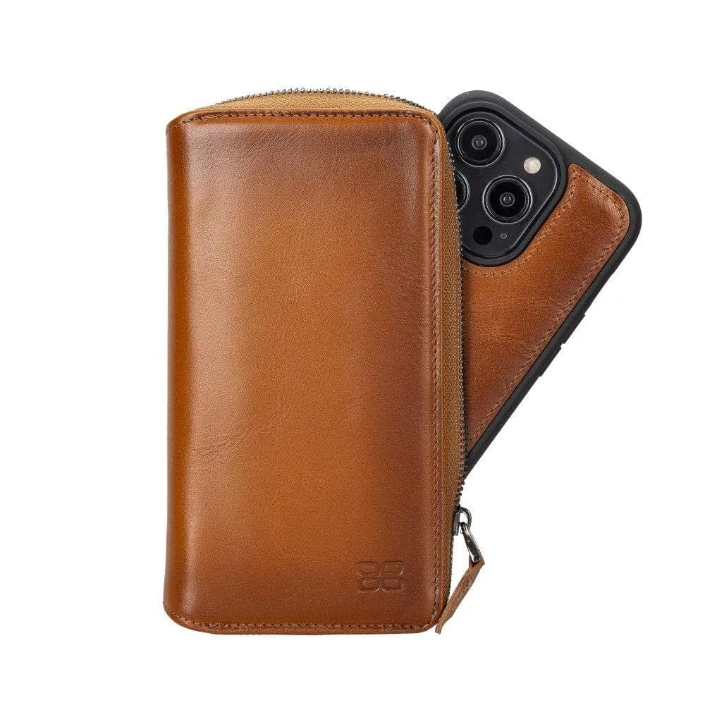 Apple iPhone 14 Series Detachable and Zipper Leather Wallet Case Apple iPhone 14 iPhone 14 Pro iPhone 14 Pro Max iPhone 14 Plus
