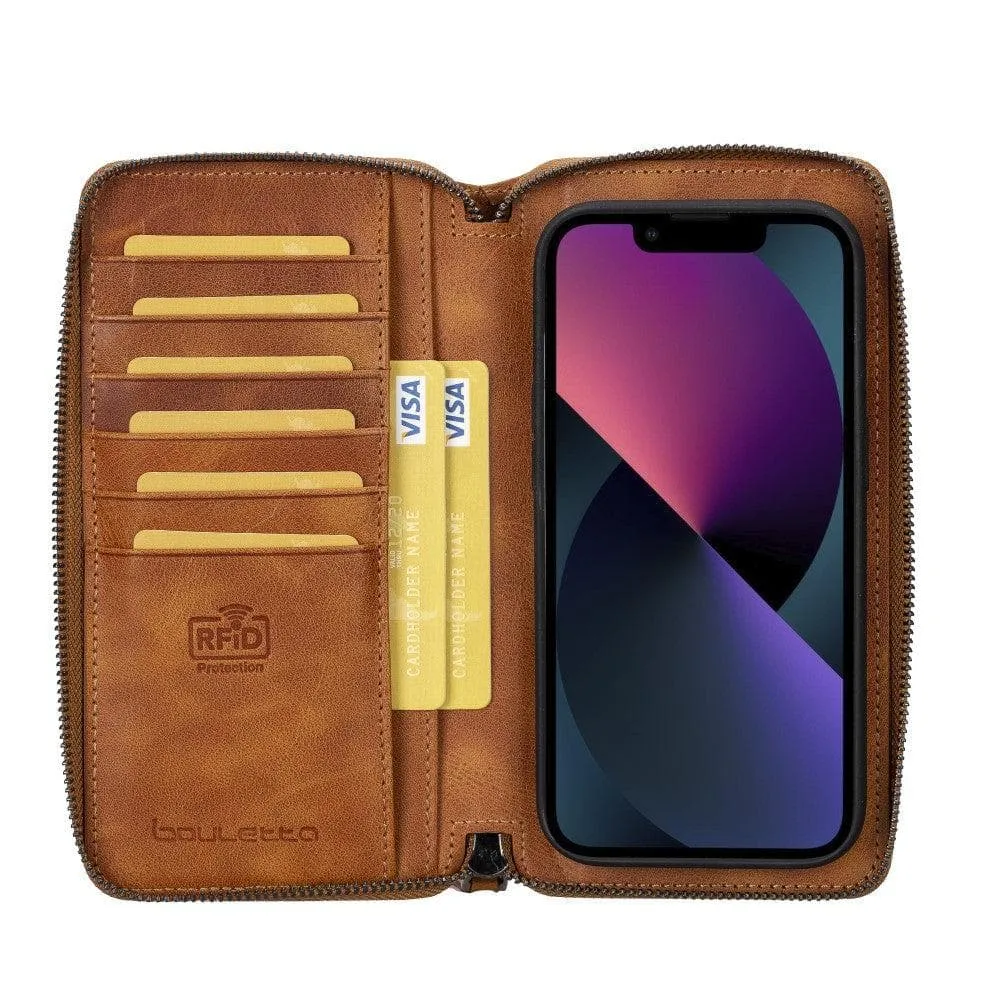 Apple iPhone 14 Series Detachable and Zipper Leather Wallet Case Apple iPhone 14 iPhone 14 Pro iPhone 14 Pro Max iPhone 14 Plus