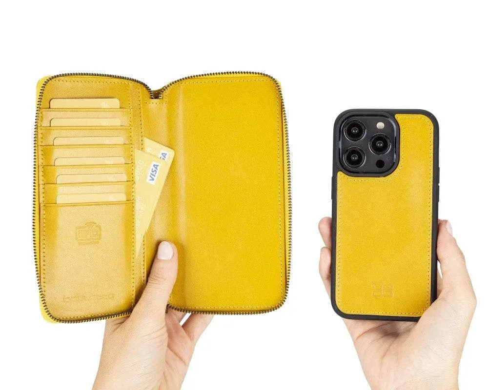 Apple iPhone 14 Series Detachable and Zipper Leather Wallet Case Apple iPhone 14 iPhone 14 Pro iPhone 14 Pro Max iPhone 14 Plus