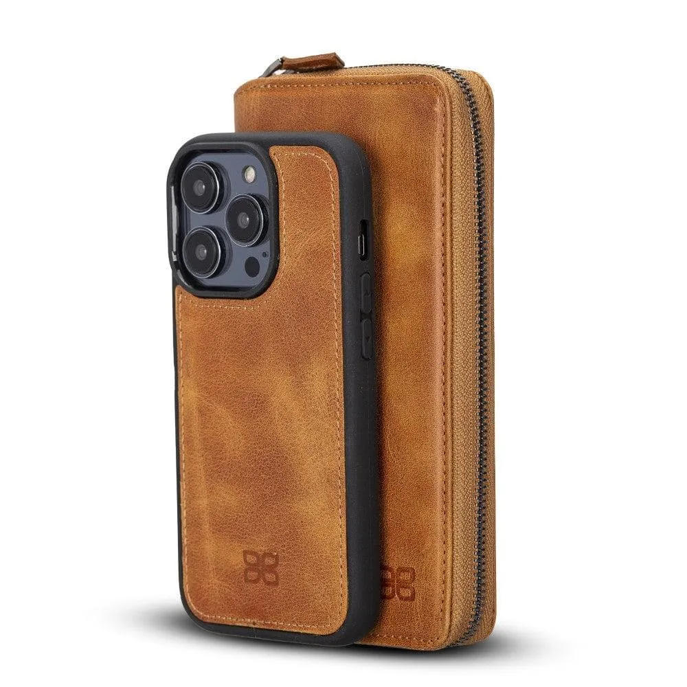 Apple iPhone 14 Series Detachable and Zipper Leather Wallet Case Apple iPhone 14 iPhone 14 Pro iPhone 14 Pro Max iPhone 14 Plus