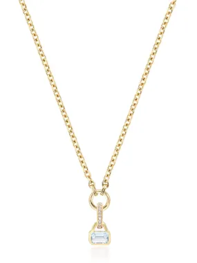 Blue Topaz charm on carrier chain