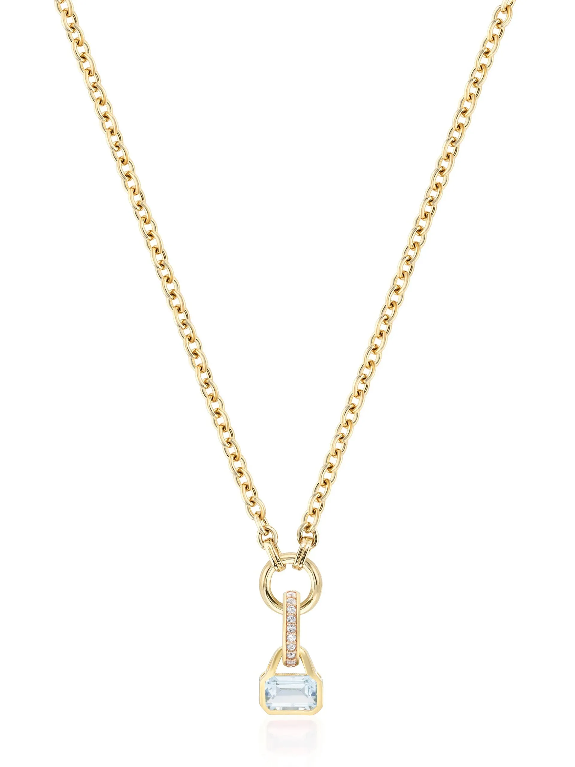 Blue Topaz charm on carrier chain