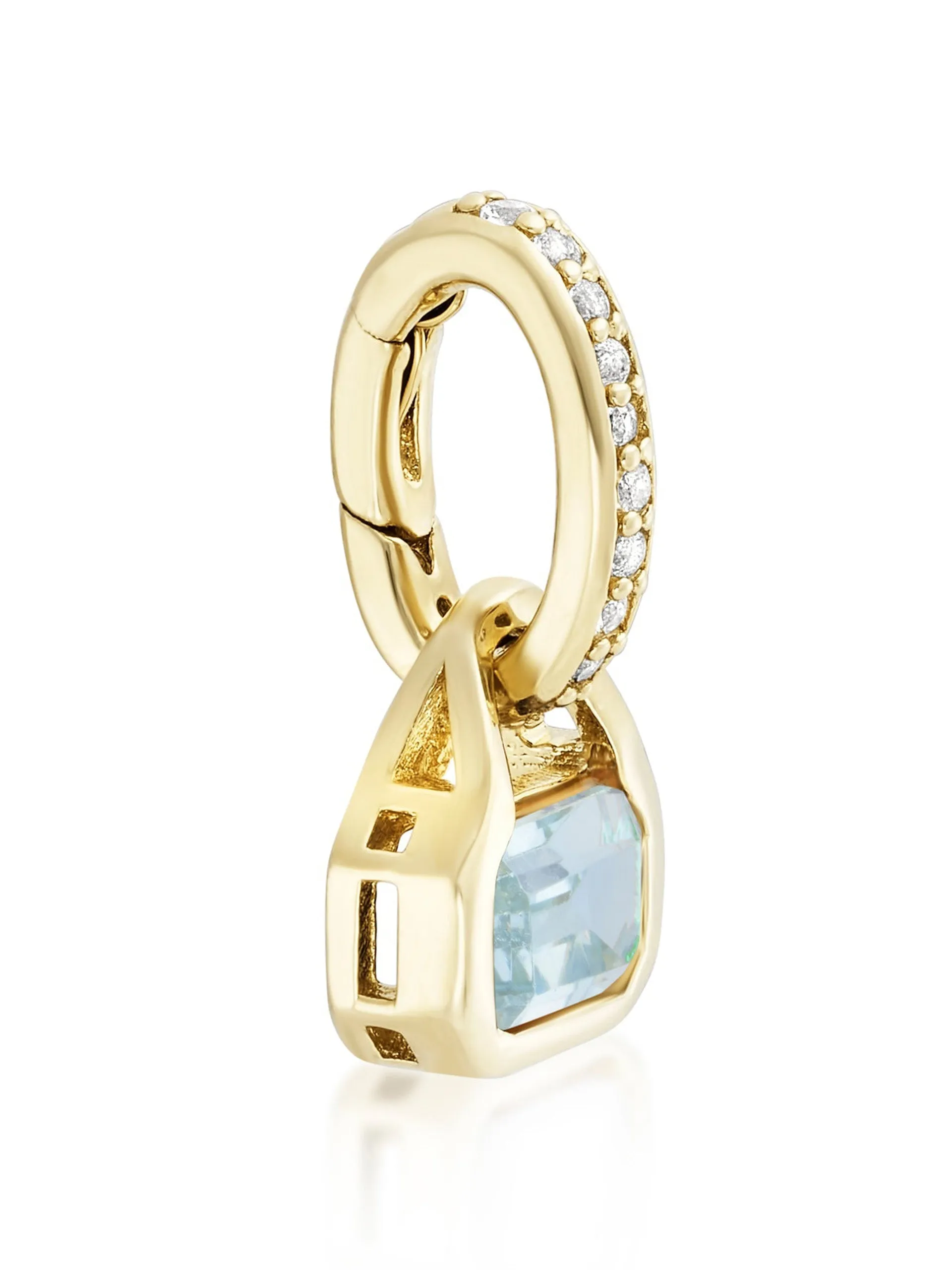 Blue Topaz charm on carrier chain