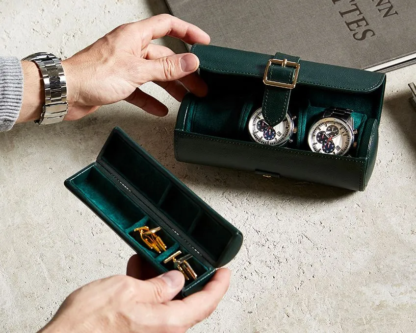 British Racing Triple Watch Roll, Green