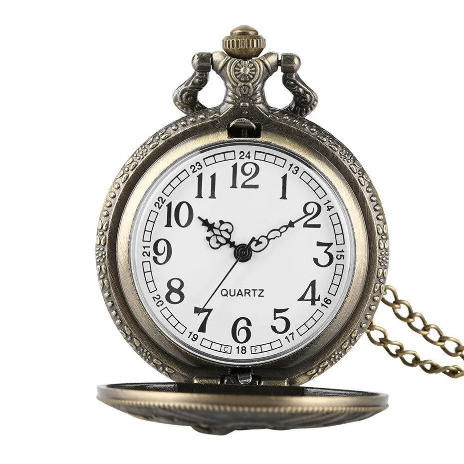 Bronze Quartz full Hunter Pocket Watch - Hunting Scene