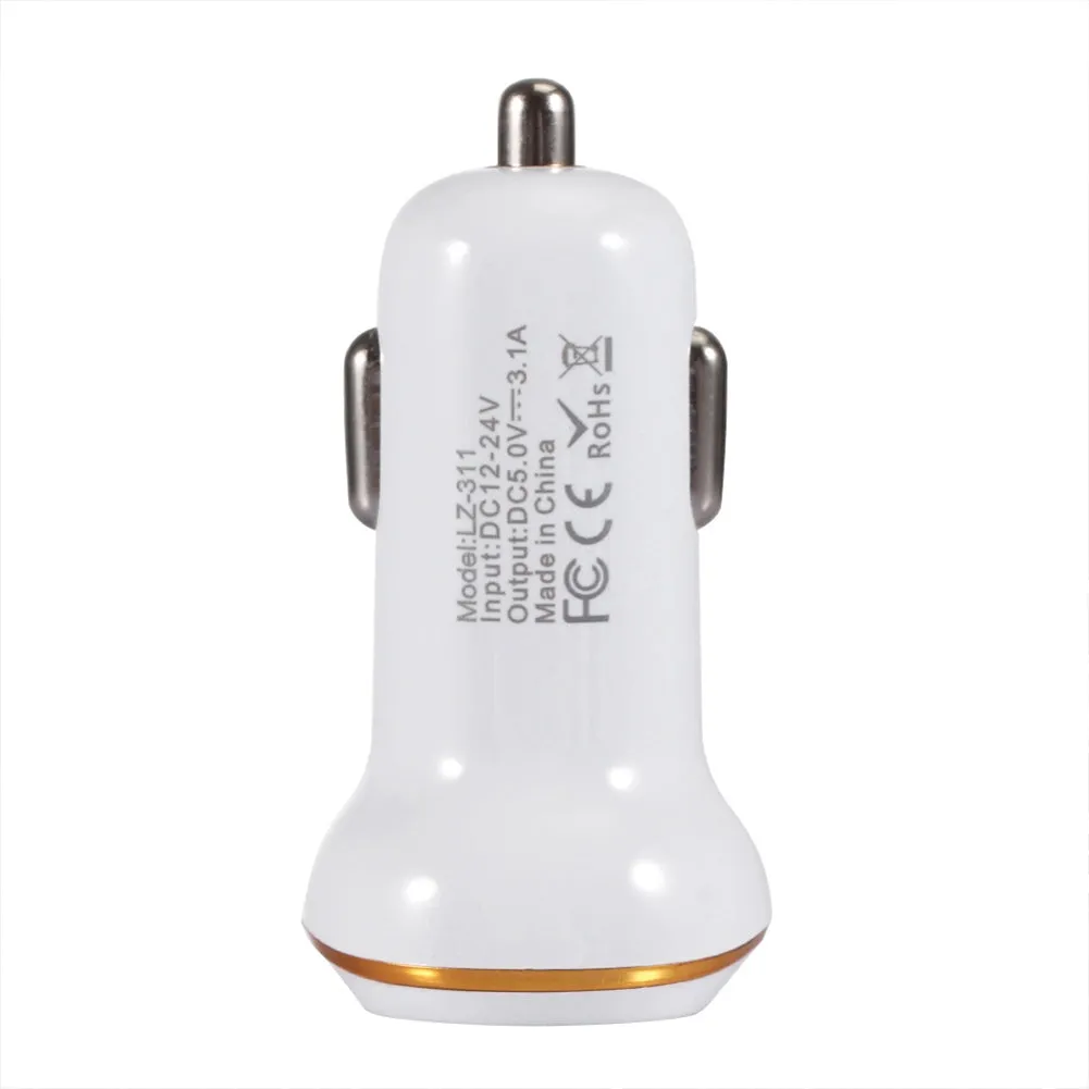 Car 3.1a Dual Usb Car Charger Led Portable Dc 12-24v Car Charger