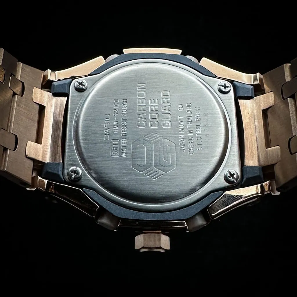Casio G-Shock Royal Oak Conversion - Full Bracelet, Pink/Gold Dial (GM-AS2100-4A Base) at Regard Jewelry in Austin, Texas
