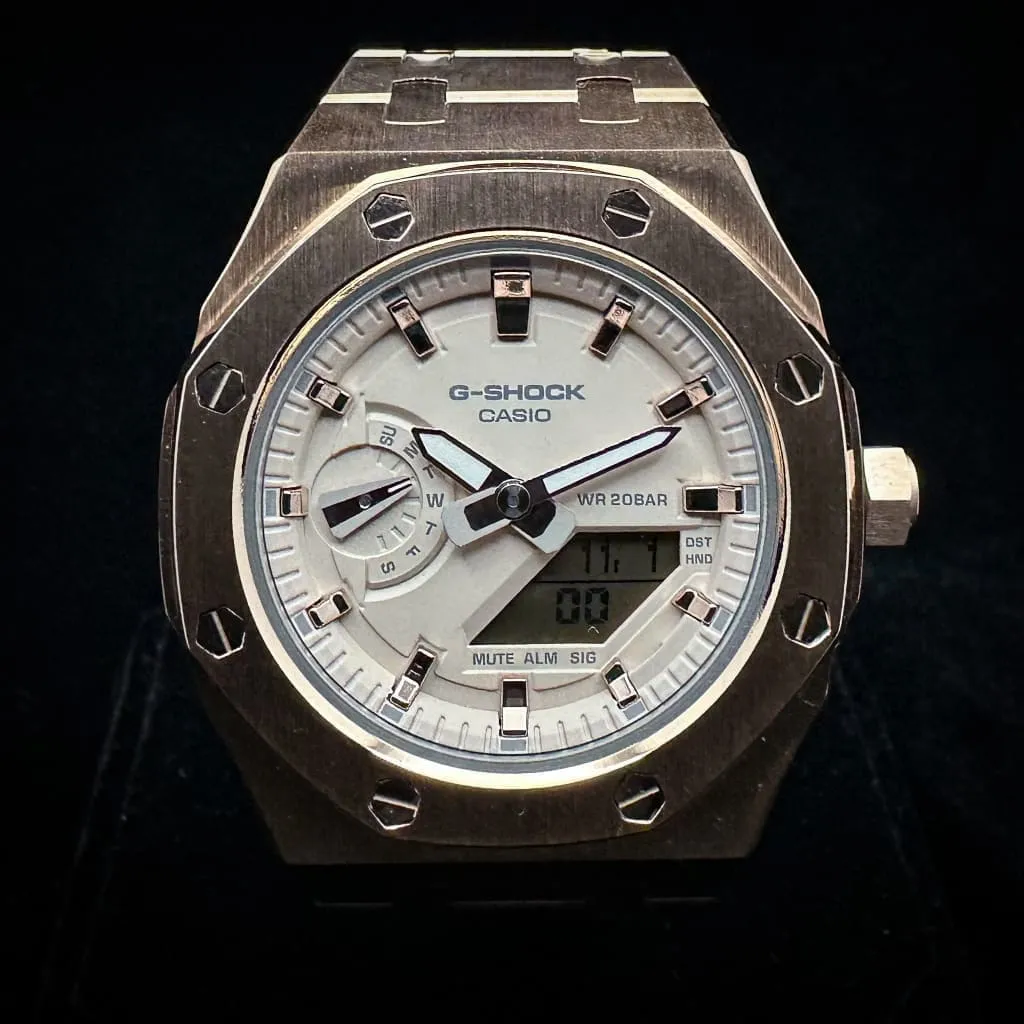 Casio G-Shock Royal Oak Conversion - Full Bracelet, Pink/Gold Dial (GM-AS2100-4A Base) at Regard Jewelry in Austin, Texas
