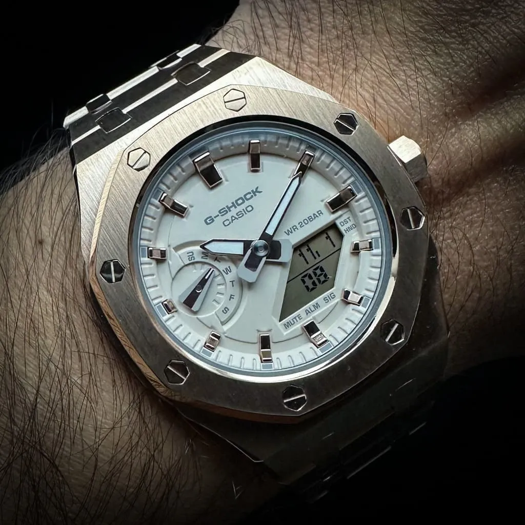 Casio G-Shock Royal Oak Conversion - Full Bracelet, Pink/Gold Dial (GM-AS2100-4A Base) at Regard Jewelry in Austin, Texas