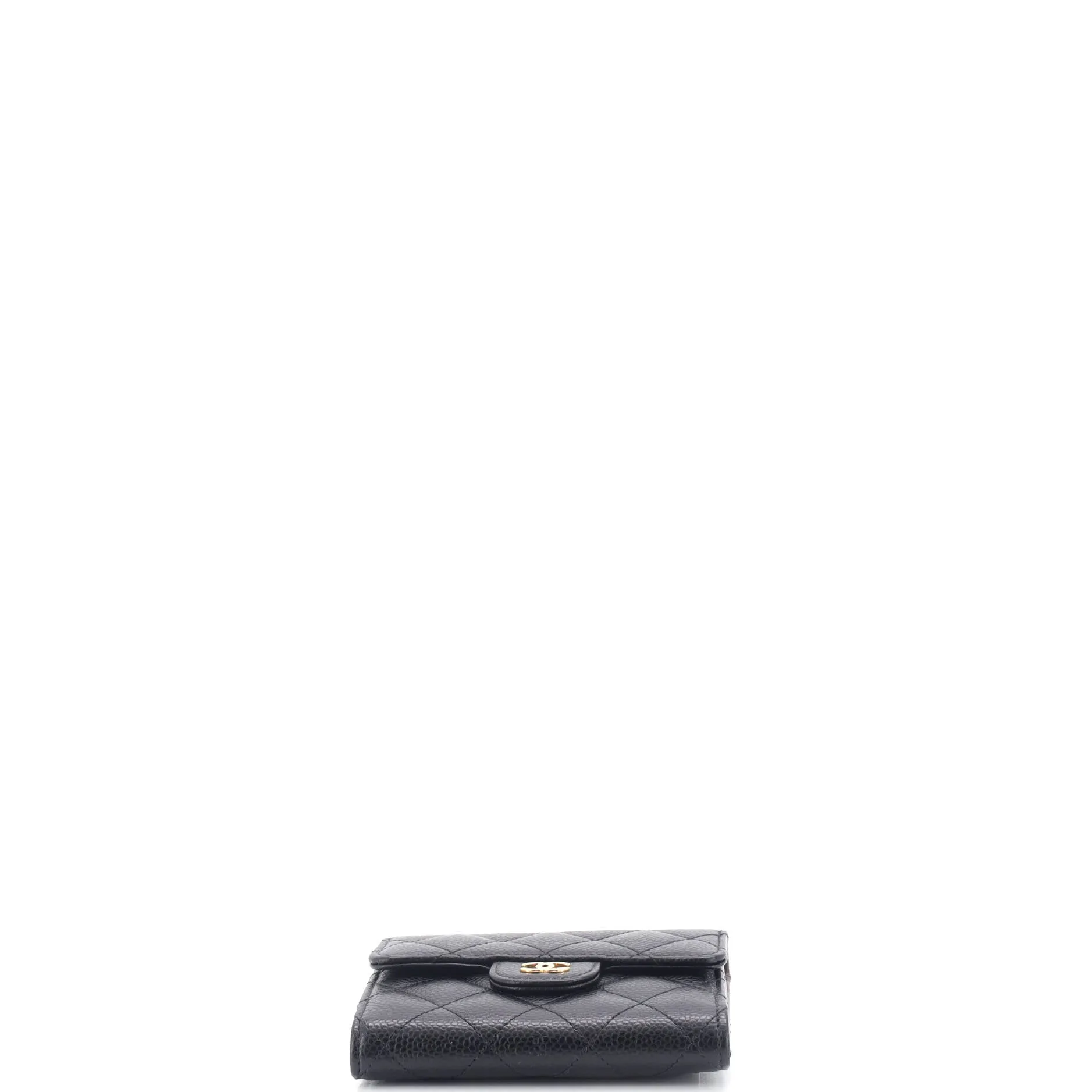 CC Compact Classic Flap Wallet Chevron Caviar