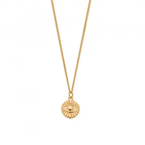 CHLOBO Men's Gold Curb Chain Evil Eye Sunray Necklace