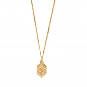 CHLOBO Men's Gold Curb Chain Om Necklace