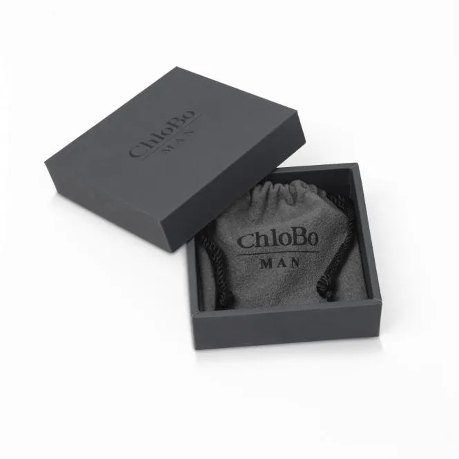 CHLOBO Men's Gold Curb Chain Om Necklace