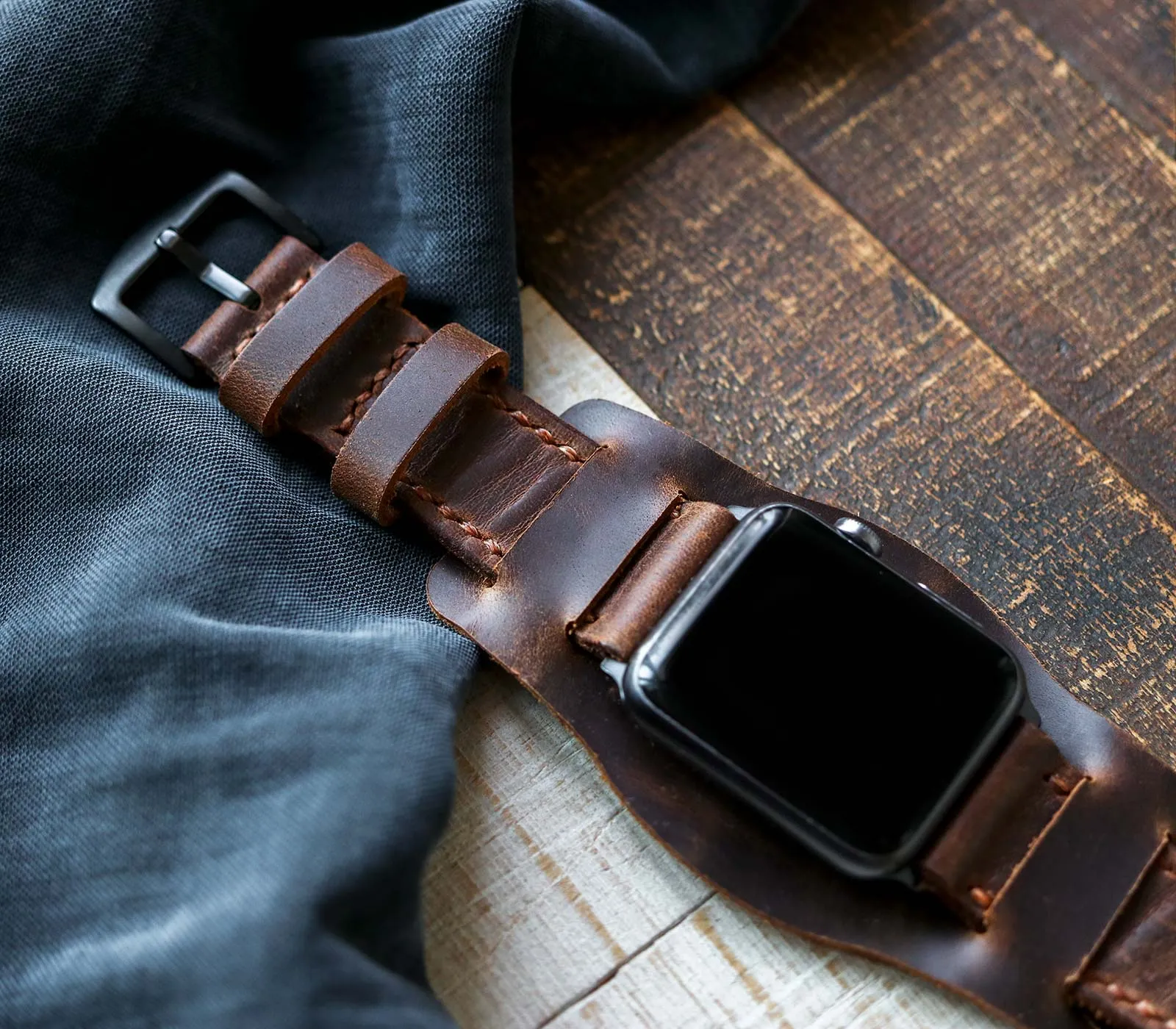 Custom Made Apple Watch Bund Strap - Antique Brown | Preorder End of Jan