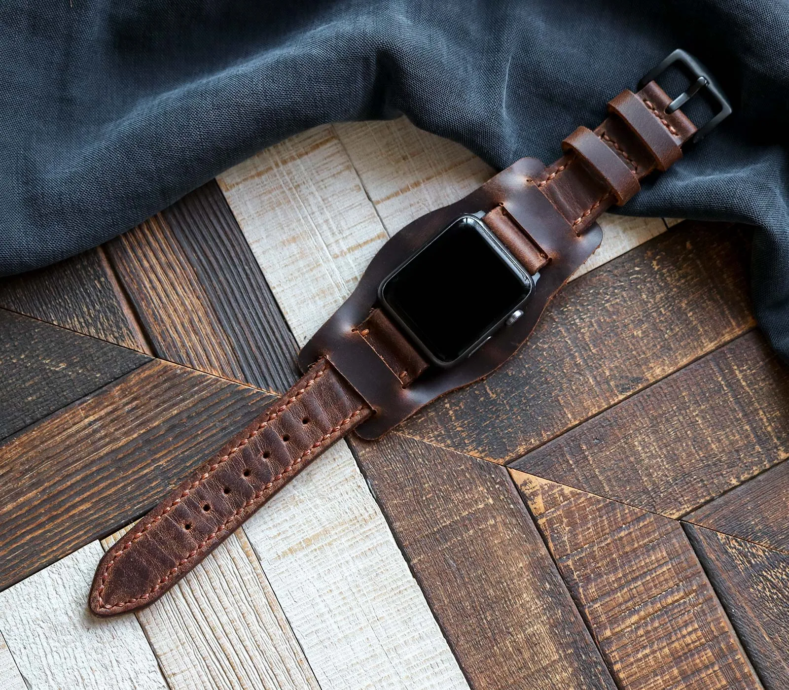 Custom Made Apple Watch Bund Strap - Antique Brown | Preorder End of Jan