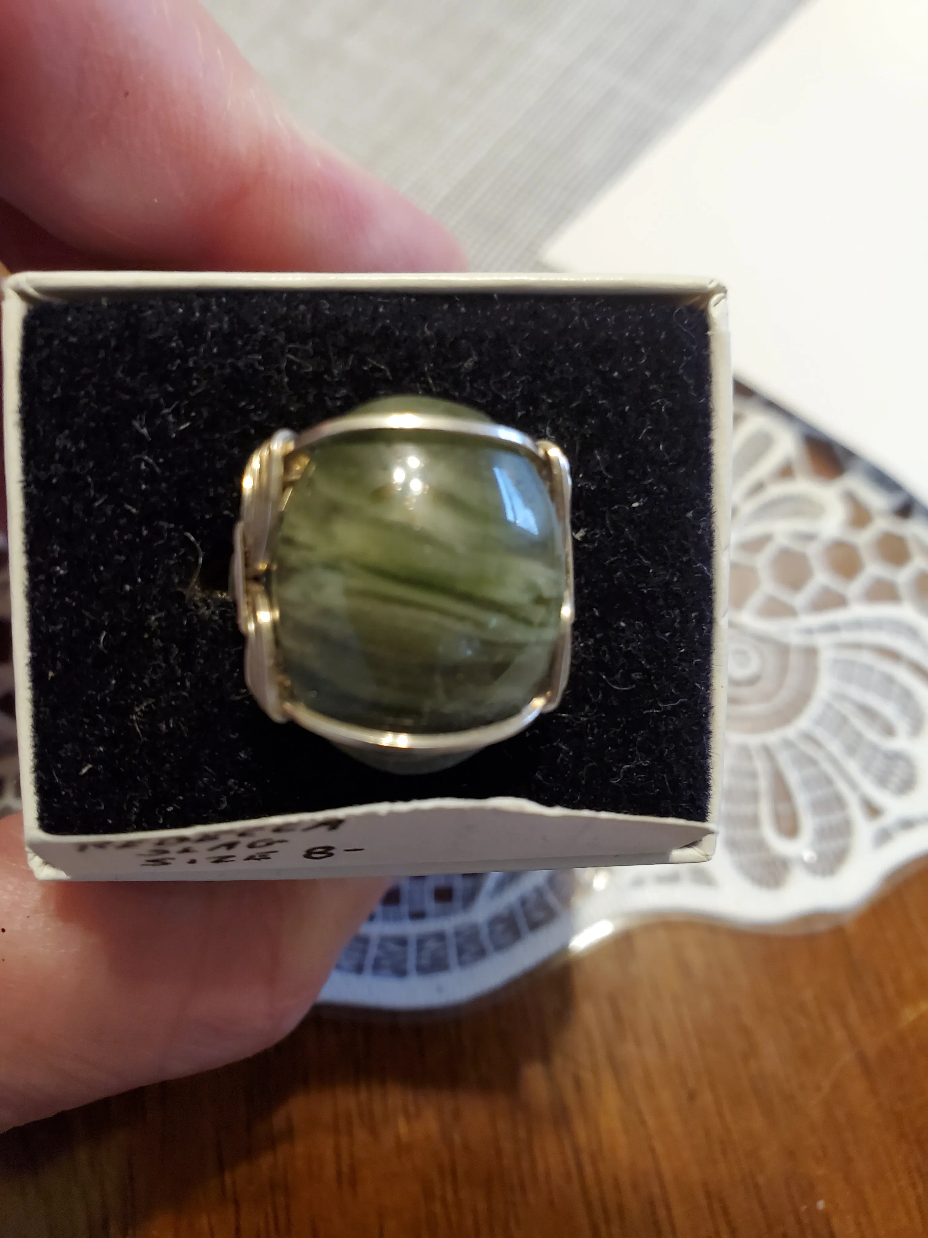 Custom wire wrapped Rebecca Iron Ore Slag Sterling Silver Ring 8 1/2