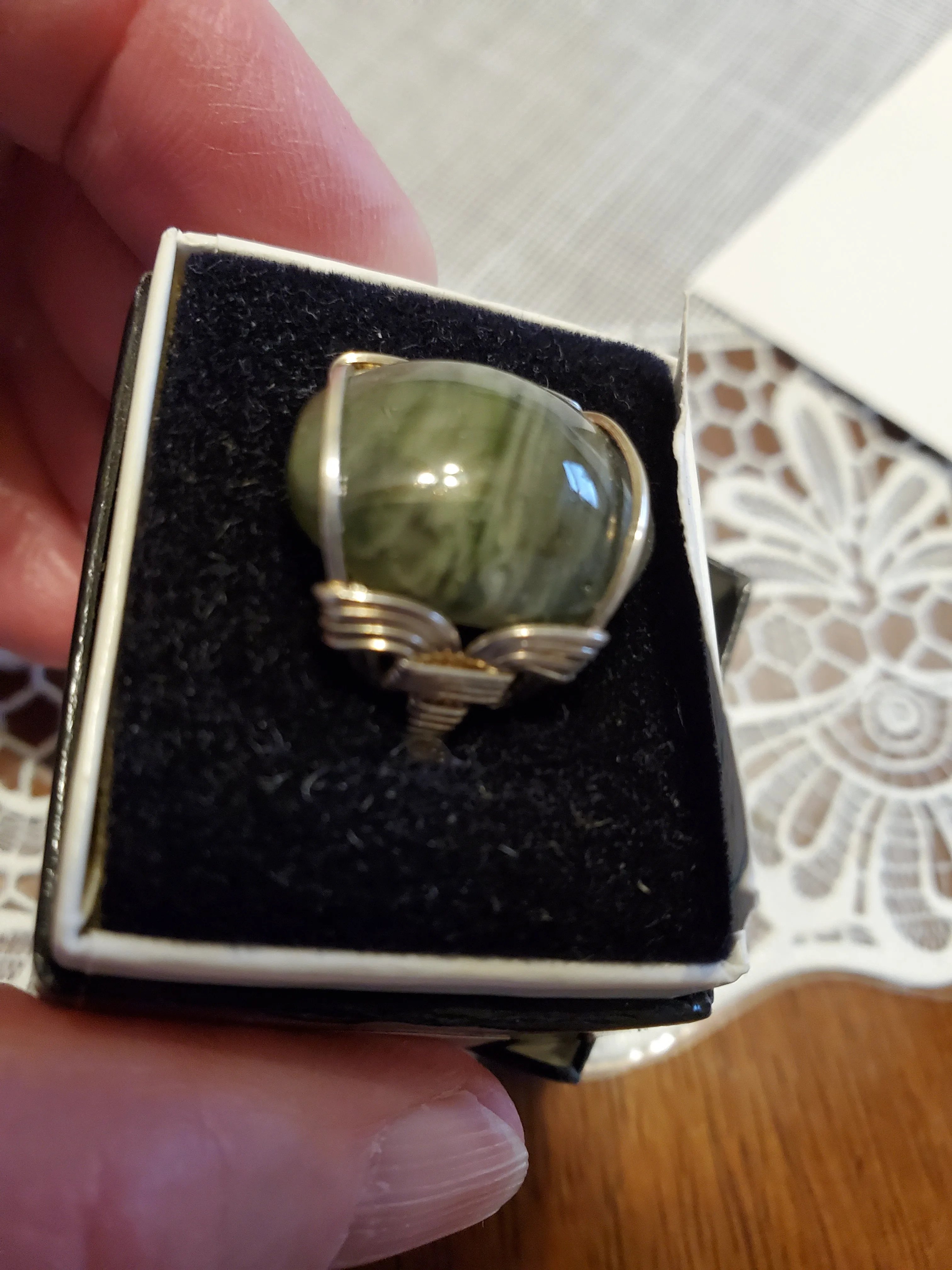 Custom wire wrapped Rebecca Iron Ore Slag Sterling Silver Ring 8 1/2