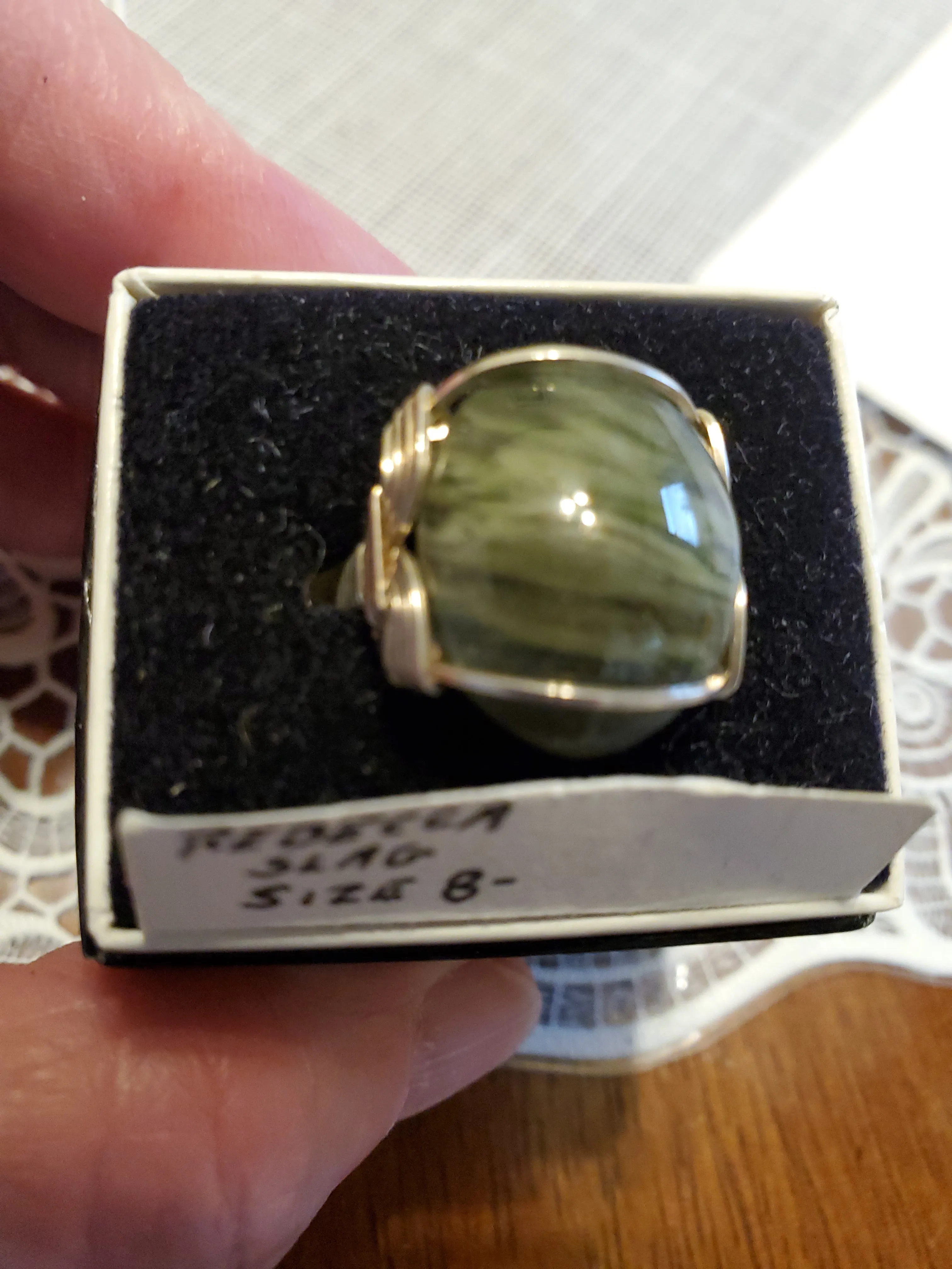 Custom wire wrapped Rebecca Iron Ore Slag Sterling Silver Ring 8 1/2
