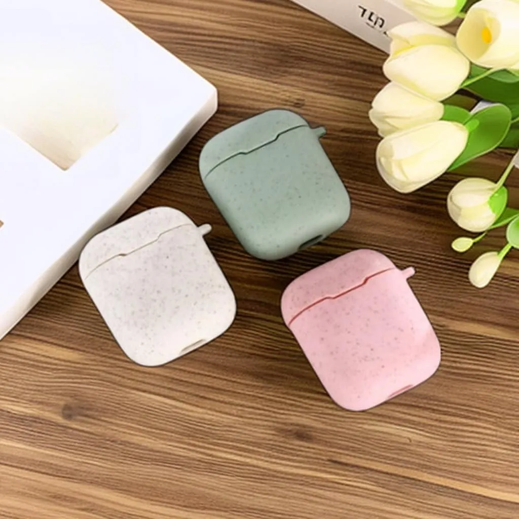 Eco-Friendly Wheat Straw AirPods Case Cover - Stylish Protection for Apple AirPods 1, 2, and Pro (1st Gen)
