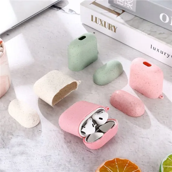 Eco-Friendly Wheat Straw AirPods Case Cover - Stylish Protection for Apple AirPods 1, 2, and Pro (1st Gen)