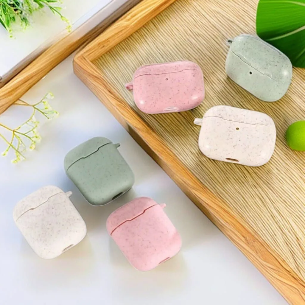 Eco-Friendly Wheat Straw AirPods Case Cover - Stylish Protection for Apple AirPods 1, 2, and Pro (1st Gen)