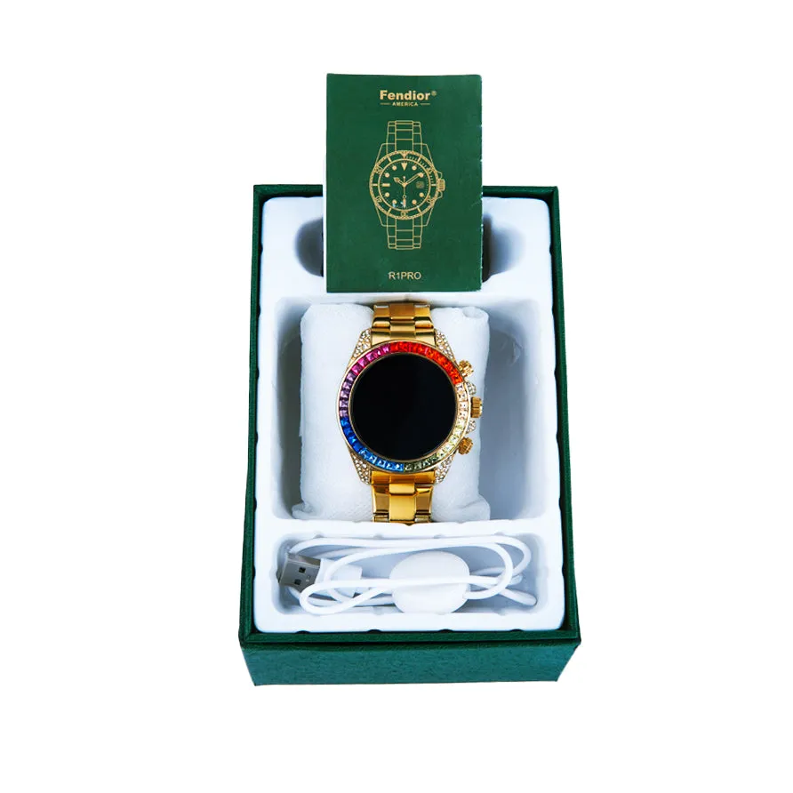 FENDIOR R1 Pro Diamond Edition – Luxury Gold Watch & Smart Watches for Men
