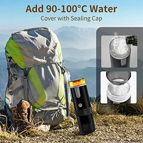 Frossvt Portable Electronic Coffee Maker, Rechargeable Espresso Machine, Mini Car Coffee Make Using Ground Coffee & Espresso Pods for Travel Camping Office Home