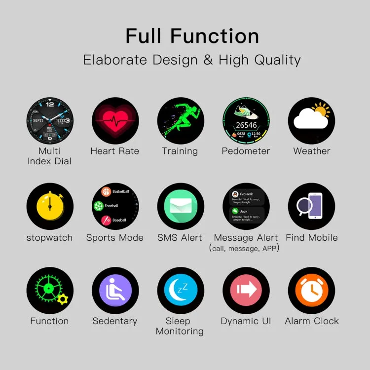 G28 IP68 Waterproof Smart Watch with 1.28 inch TFT Color Display - Sleep, Heart Rate, and Blood Pressure Monitoring