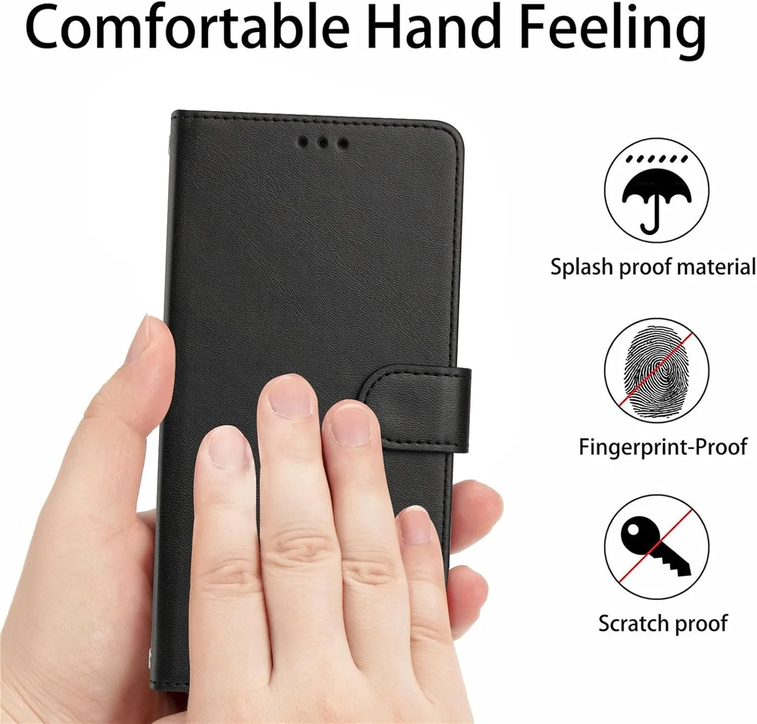 Google Pixel 9 Pro XL Card Holder Stand Shockproof TPU Interior Case Protective Flip Cover Black YBW