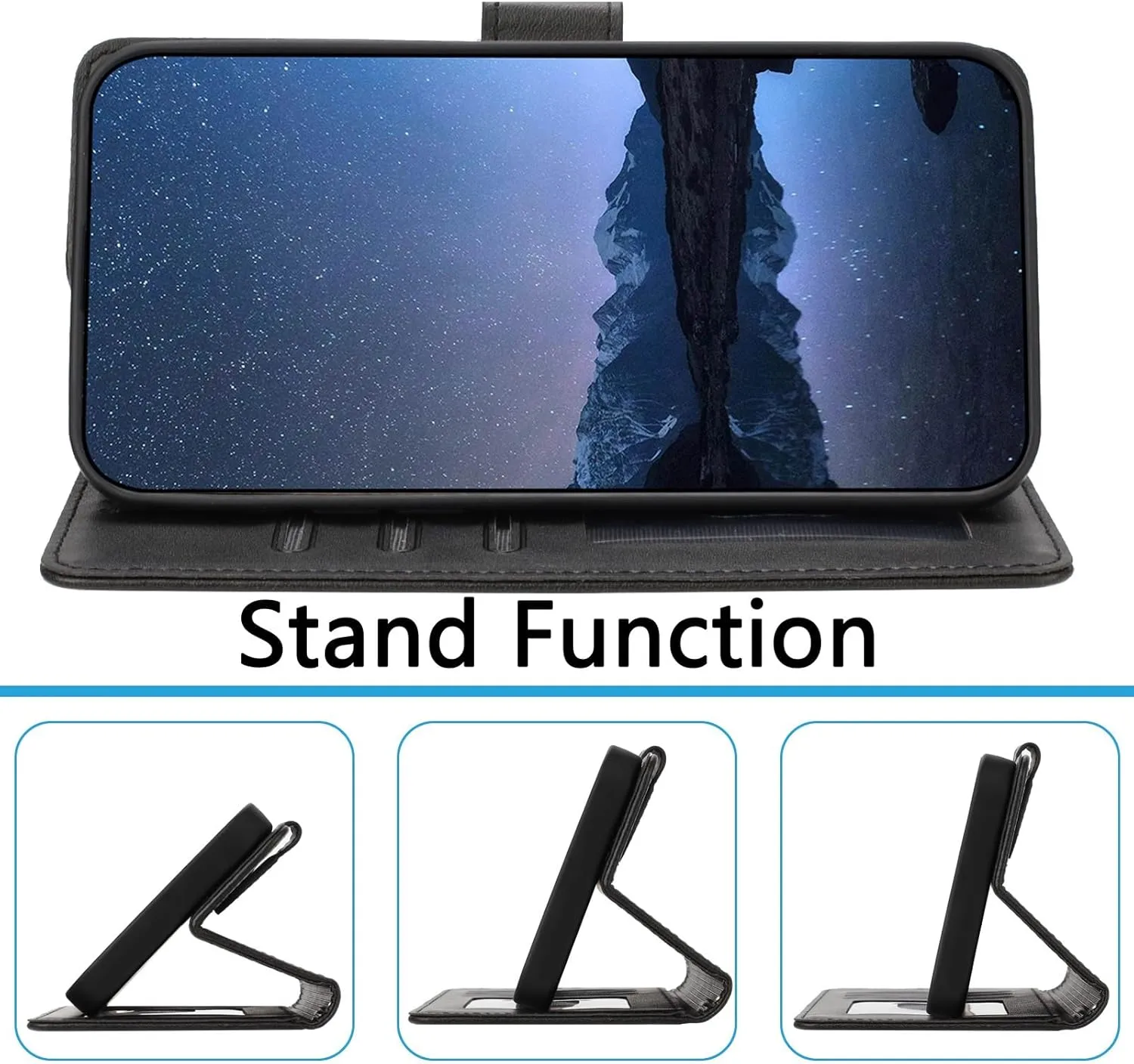 Google Pixel 9 Pro XL Card Holder Stand Shockproof TPU Interior Case Protective Flip Cover Black YBW