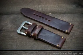 Italian Oregano leather watch strap(3,5-4 mm), Castagna color, handmade in Finland