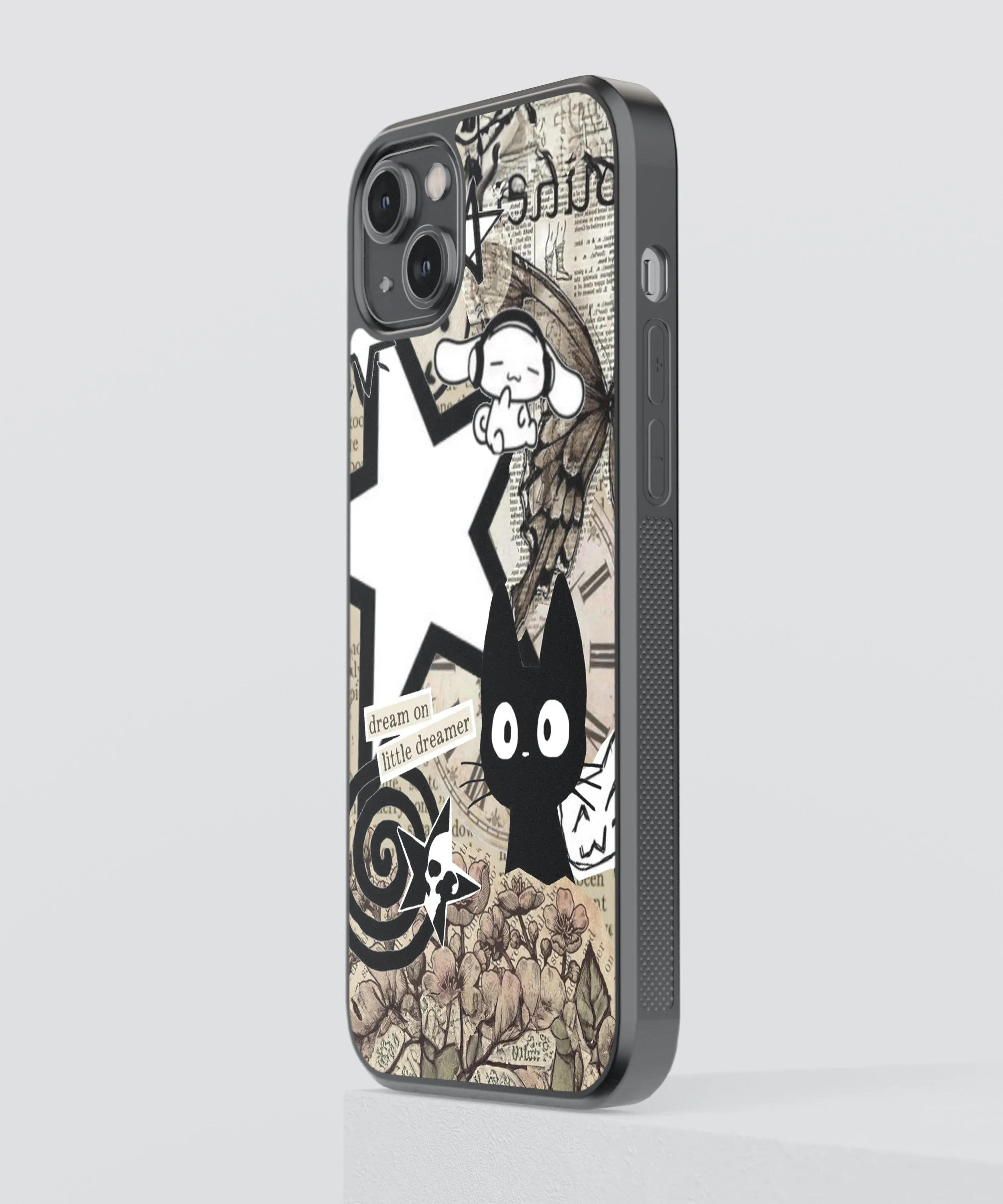 Kiki Cat Vintage Glass Phone Case Cover