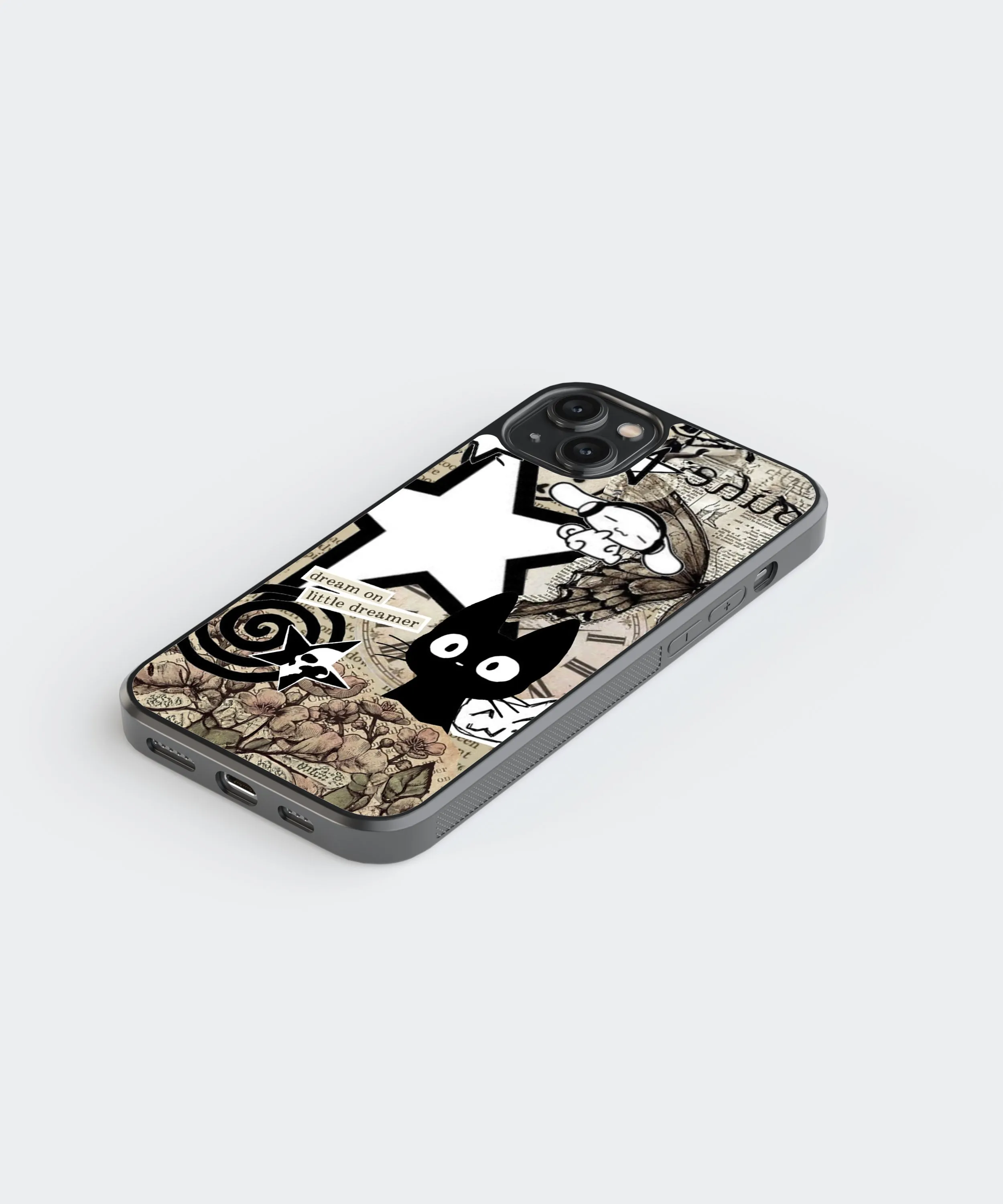 Kiki Cat Vintage Glass Phone Case Cover