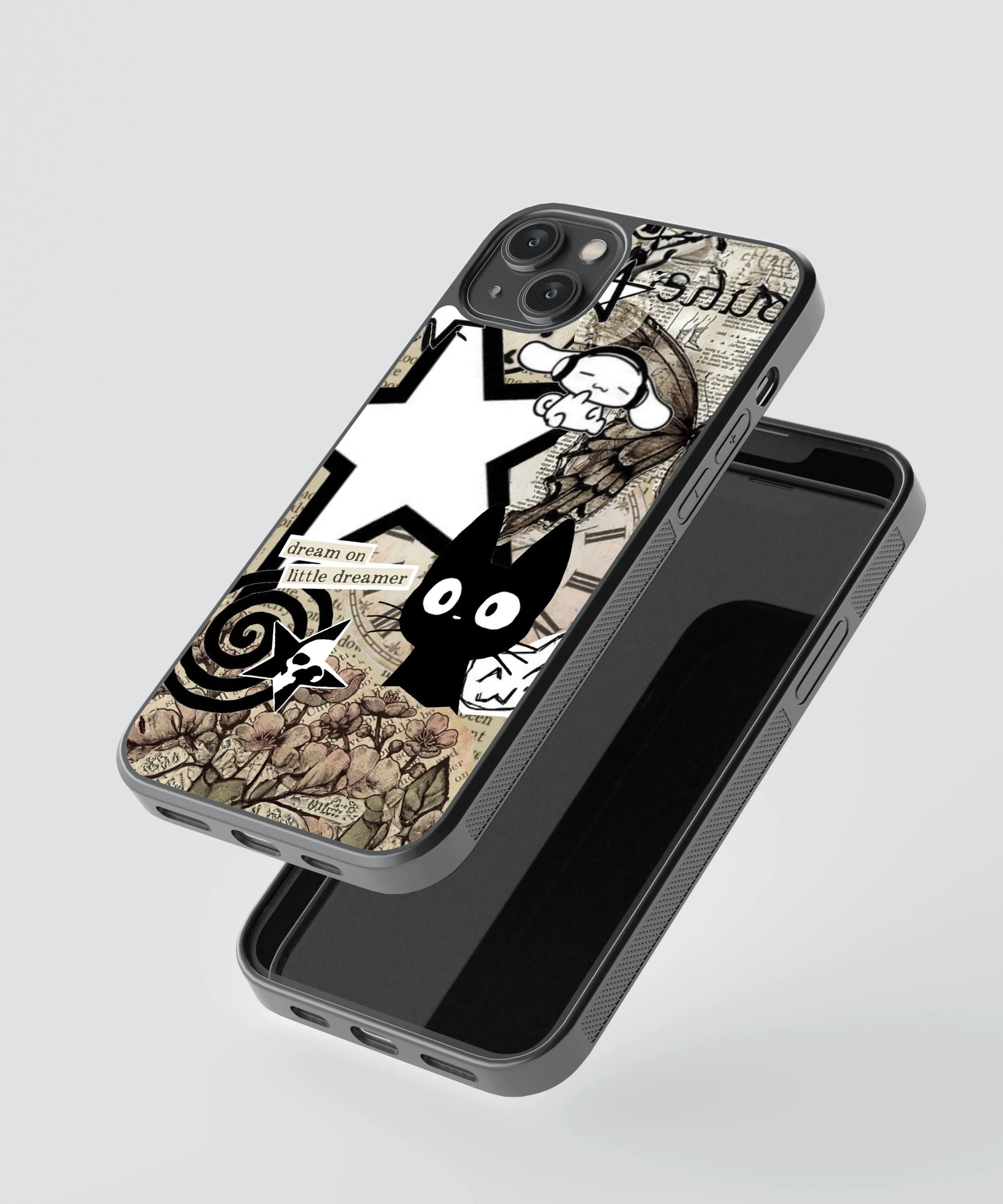 Kiki Cat Vintage Glass Phone Case Cover